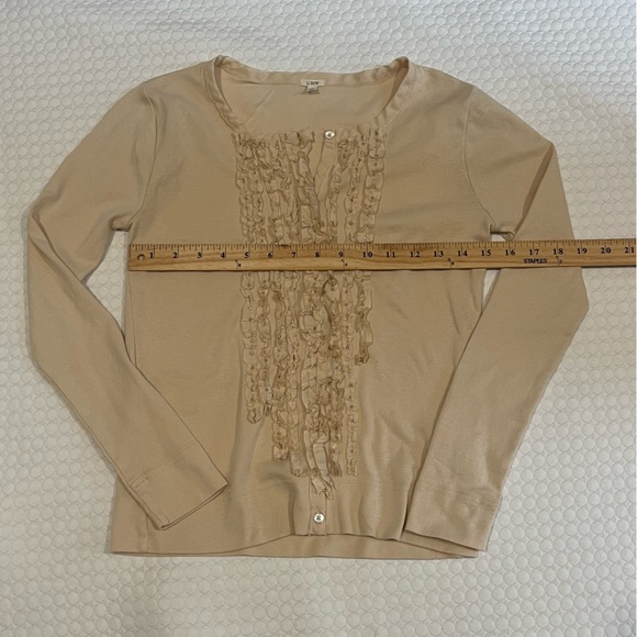 J. Crew. Sz Small. 100% cotton cardigan. Silk/cotton blend ruffles - Picture 10 of 14